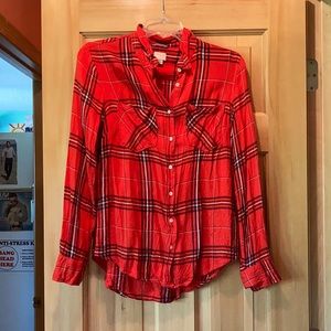 🧡a new day Orange Plaid Shirt